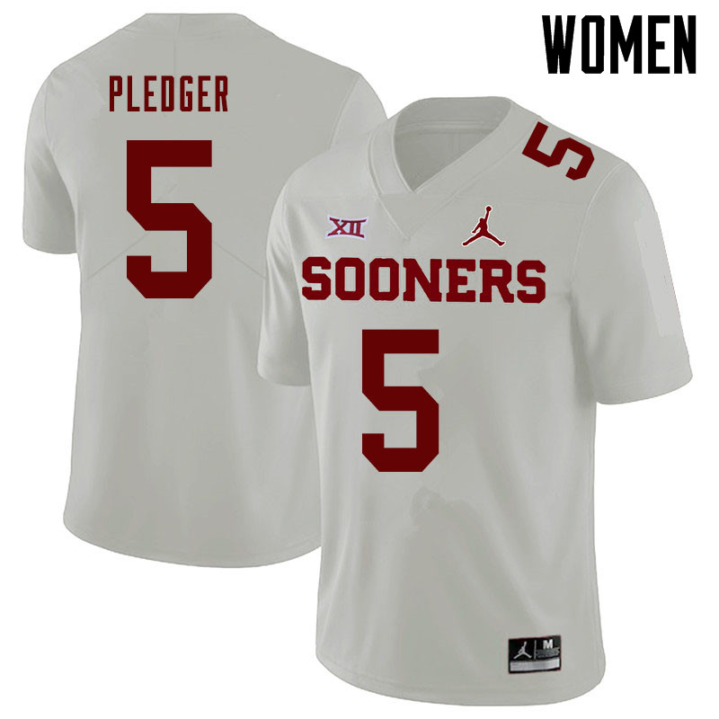 Jordan Brand Women #5 T.J. Pledger Oklahoma Sooners College Football Jerseys Sale-White - Click Image to Close